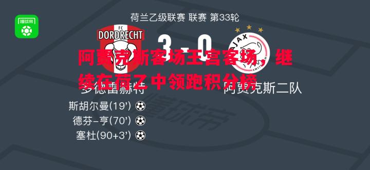 阿贾克斯客场王宫客场，继续在荷乙中领跑积分榜